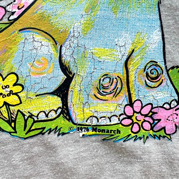 True Vintage 70s Trippy Rainbow Elephant Nature Cartoon T Shirt Flowers Hippie M - Picture 5 of 12